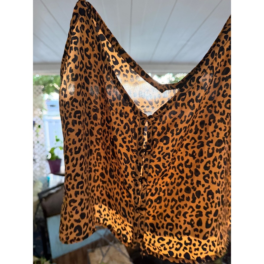 Wild Fable Leopard Print Button Front Camisole Top Brown Black Small F300055
